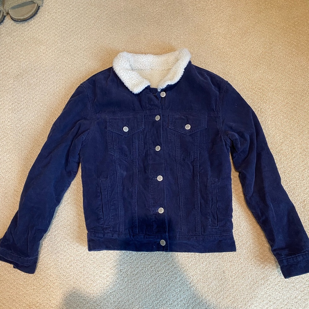 NWOT John gault brandy Melville fuzzy corduroy blue jacket